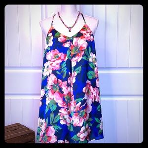 Vibrant Colored Flowery Asymmetrical Dress